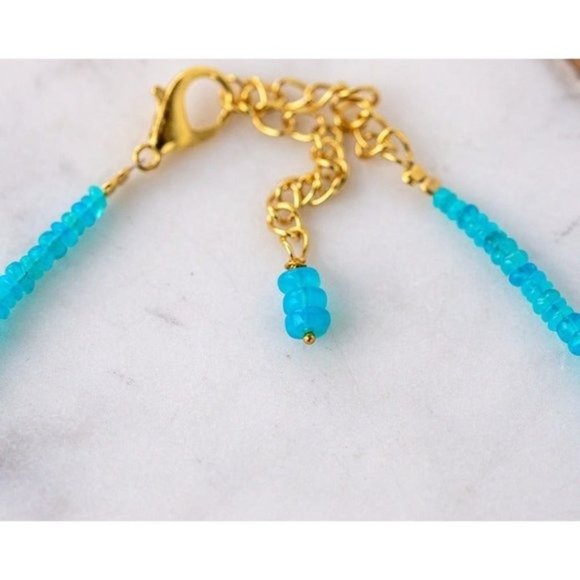 Blue Necklace STUNNING Necklace Ethiopian Paraiba Blue Beaded Fire Opal Necklace - Picture 5 of 9